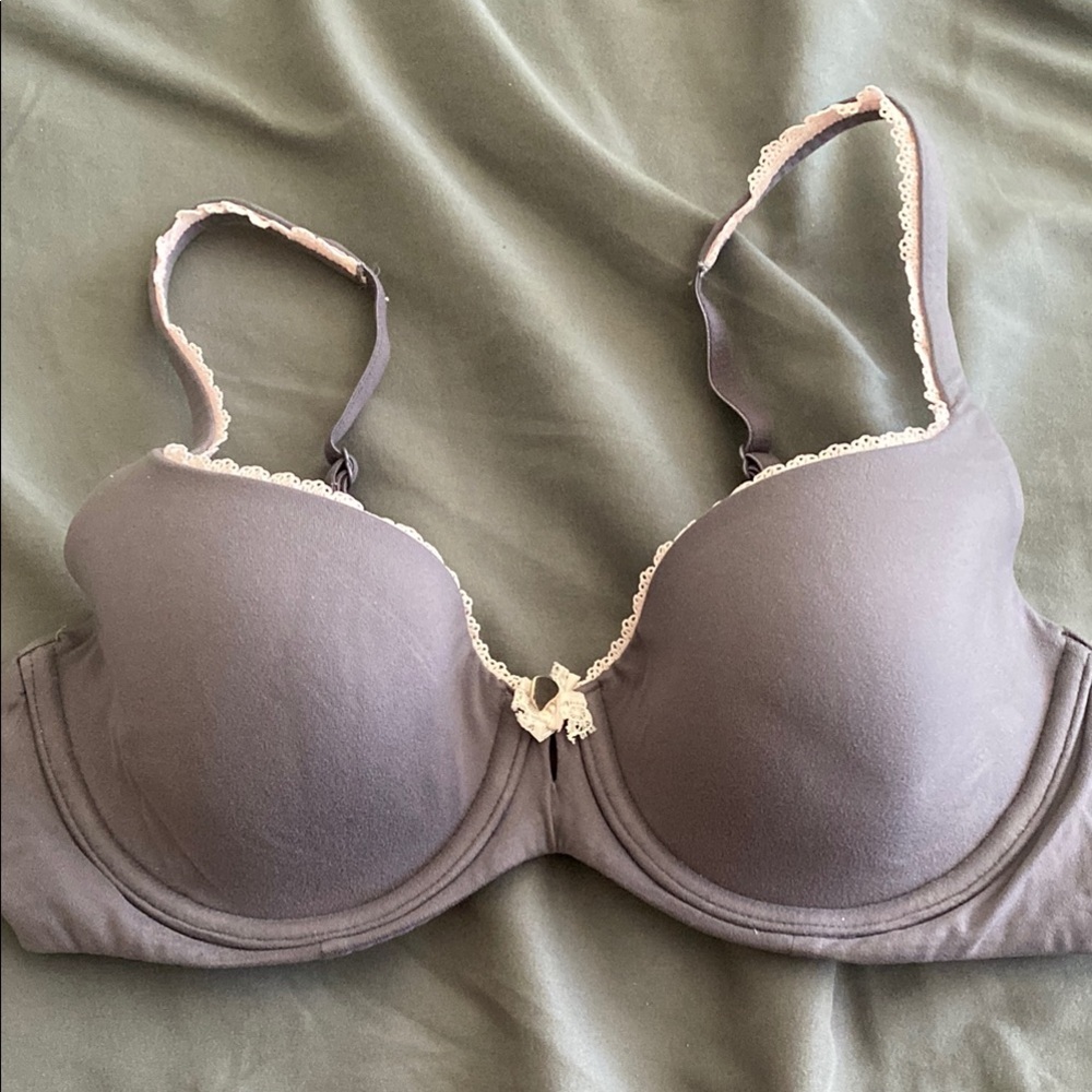 Victoria Secret Elegant Lace Trimmed Bra in Gray
